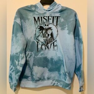 Nightmare Before Christmas Sz Large Misfit Love Jack Sally Hoodie Women Blue